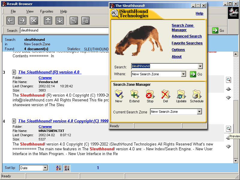 The Sleuthhound Zip Search Solution Screenshot
